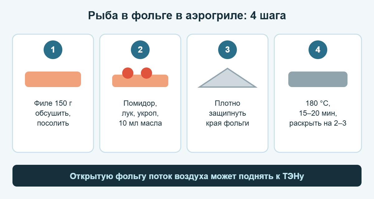 Как приготовить рыбу в фольге в аэрогриле: 4 шага