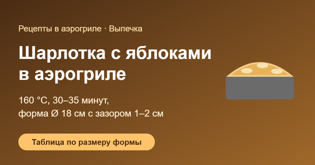 Шарлотка с яблоками в аэрогриле — обложка