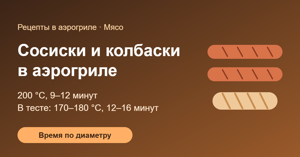 Сосиски и колбаски в аэрогриле — обложка